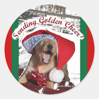 Adesivo Redondo Sasons Saudações OURO RECUPERAR CHRISTMAS PUPPY