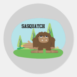 Adesivo Redondo Sasquatch de Cartoon Bonito