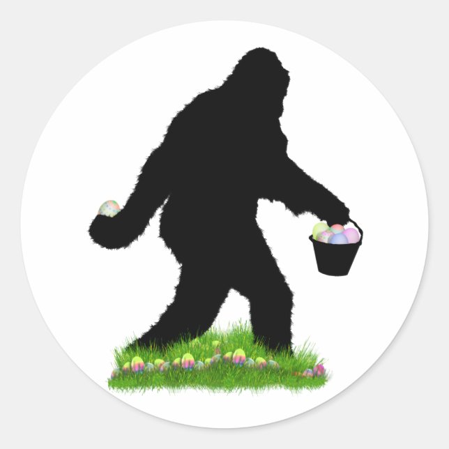 Adesivo Redondo Sasquatch de Páscoa (Frente)