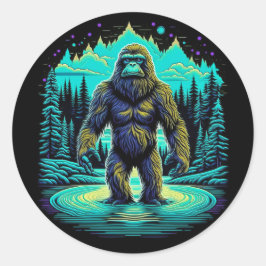 Adesivo Redondo Sasquatch na Arte Woods Ai