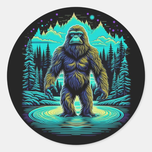 Adesivo Redondo Sasquatch na Arte Woods Ai (Frente)