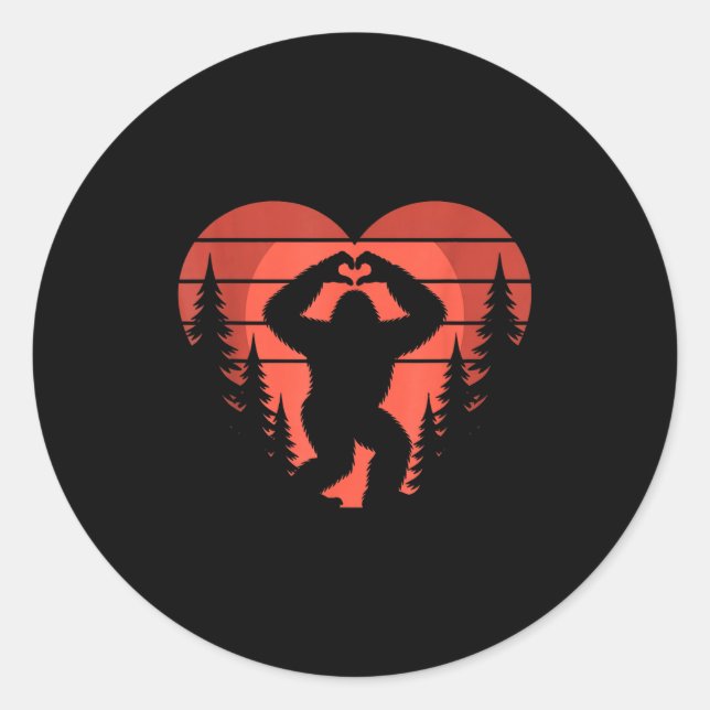 Adesivo Redondo Sasquatch Valentine's Day - Bigfoot Heart Sungles  (Frente)