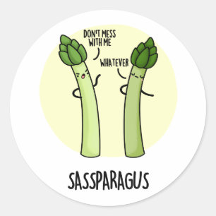 Adesivo Redondo Sassparagus Funny Asparagus Vegetal Pun