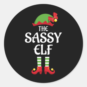 Adesivo Redondo Sassy Elf Family Matching Group Natal