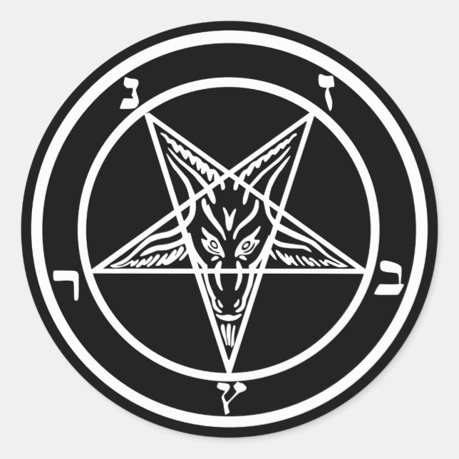 Adesivo Redondo Satã Baphomet (Frente)