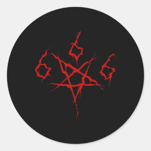 Adesivo Redondo Satã Diabo Satânico 666 Pentagrama Oculto Horror H