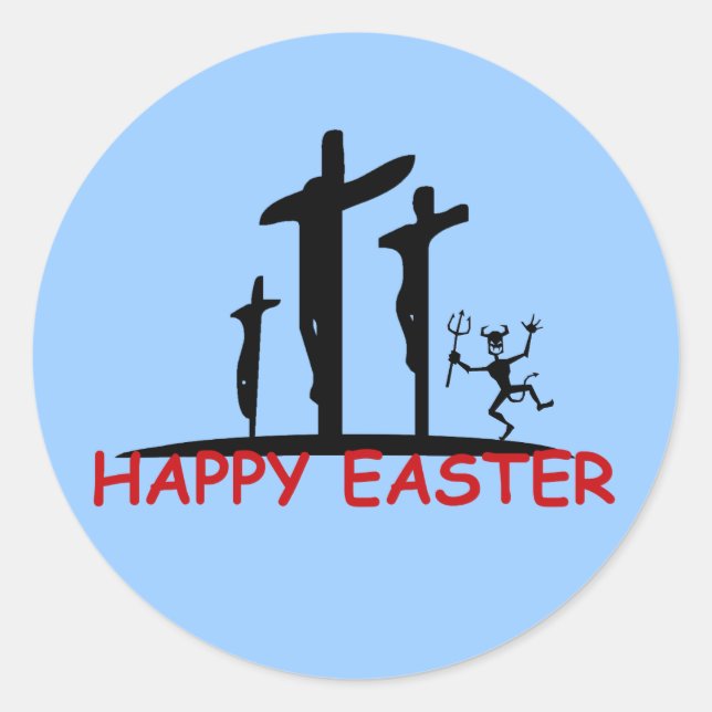 Adesivo Redondo Satã ofensiva engraçada (Frente)