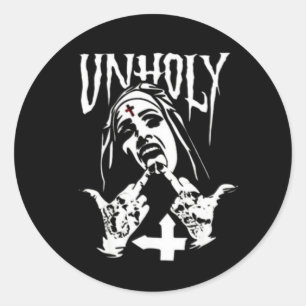 Adesivo Redondo Satanic Nun Tattoos Unholy