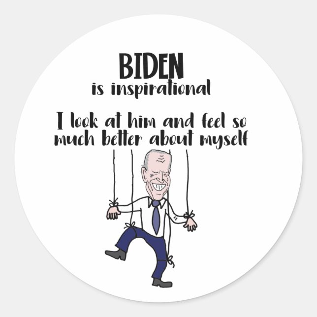 Adesivo Redondo Sátira Inspiracional Engraçado anti-Biden (Frente)
