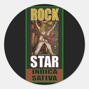 ADESIVO REDONDO SATIVA INDICA DA ESTRELA DO ROCK