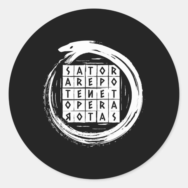 Adesivo Redondo Sator Rotas Square Ouroboros Uroboros (Frente)