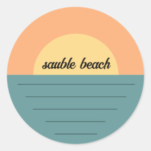 Adesivo Redondo Sauble Beach Ontario Canada Retro Lake Beach sun