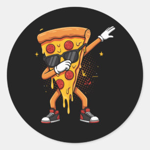 Adesivo Redondo Saucy Pizzeria Dabbing Pie Sungles Drives Pizza
