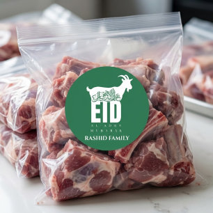 Adesivo Redondo Saudação de Eid Al-Adha Qurbani Verde Escuro