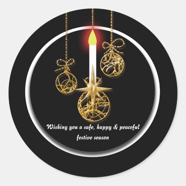 Adesivo Redondo Saudação de Natal elegante (Frente)