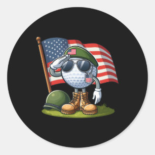 Adesivo Redondo Saudação Golfe Bandeira Americana EUA Dia da Memór