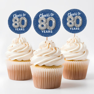 Adesivo Redondo Saudações aos 80 Anos de Aniversário Adulto