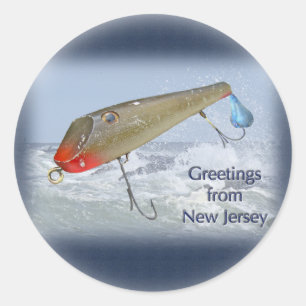 Adesivo Redondo Saudações Da Pesca De Nova Jersey
