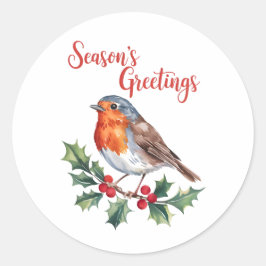 Adesivo Redondo Saudações da temporada de Robin alegre