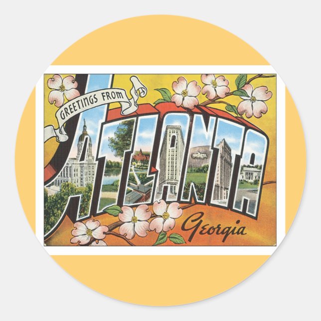 Adesivo Redondo Saudações De Atlanta (Frente)