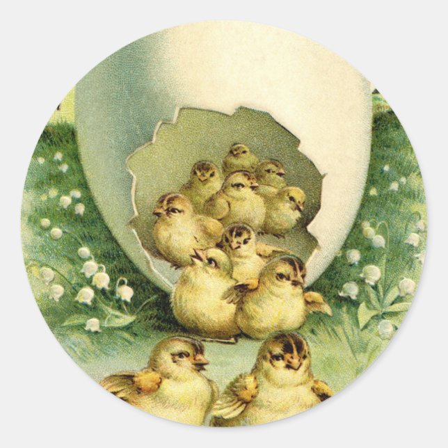 Adesivo Redondo Saudações de desejo do antigo Felz pascoa Antiquad (Frente)