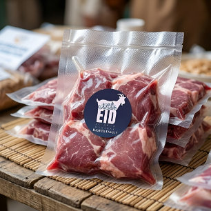 Adesivo Redondo Saudações de Qurbani Eid Al-Adha em Azul Escuro