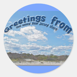 Adesivo Redondo Saudações De Sunny New Jersey Shore Stickers