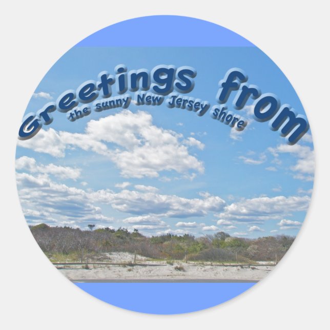 Adesivo Redondo Saudações De Sunny New Jersey Shore Stickers (Frente)