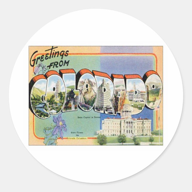 Adesivo Redondo Saudações Do Colorado CO (Frente)