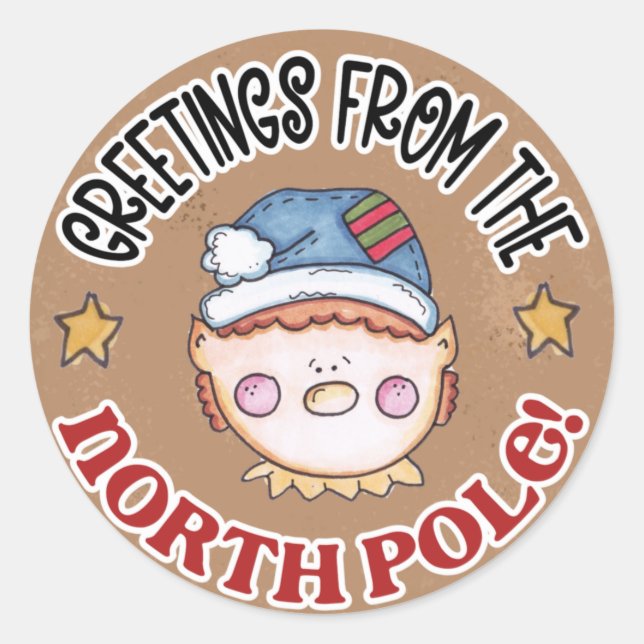 Adesivo Redondo Saudações Do Vedante Do Polo Norte (Frente)