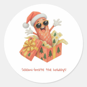 Adesivo Redondo saúdam o Natal com salame!
