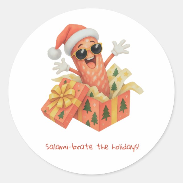 Adesivo Redondo saúdam o Natal com salame! (Frente)