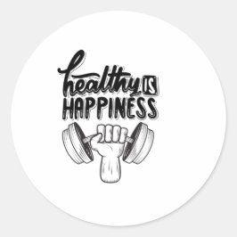 Adesivo Redondo saudável é felicidade motivação para academia desi