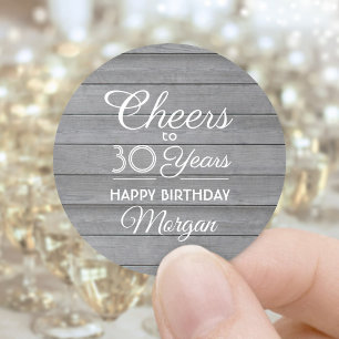 Adesivo Redondo Saúde A Qualquer Ano Festa de aniversário Cinza 