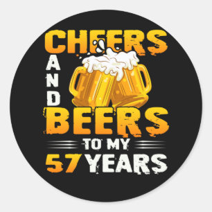 Adesivo Redondo Saúde E Cervejas Aos Meus 57 Anos 57º Aniversário