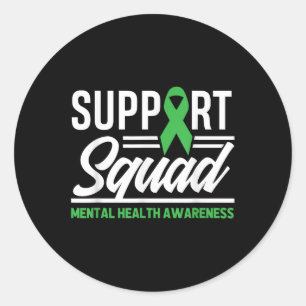 Adesivo Redondo Saúde Mental do Guerreiro Suporta Saúde Mental Esq