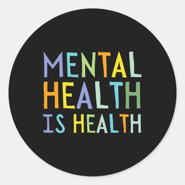 Adesivo Redondo Saúde Mental É Saúde Mental Consciência (Frente)