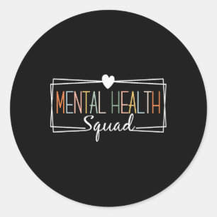 Adesivo Redondo Saúde Mental Esquadrão Cérebro Doença Mental Saúde