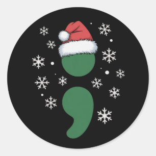 Adesivo Redondo Saúde Mental Natal Depressão Conscientização Xmas
