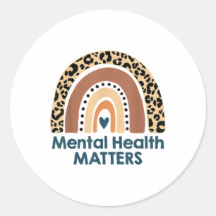 Adesivo Redondo Saúde Mental S Boho Rainbow Mental Health Awarene