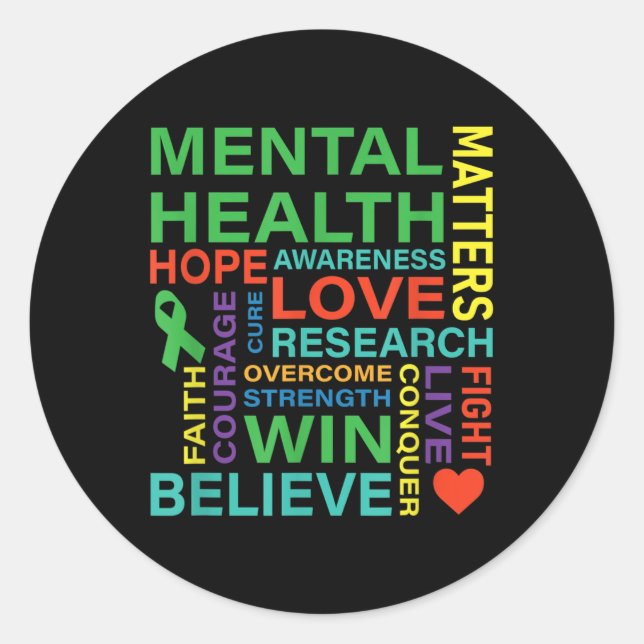 Adesivo Redondo Saúde Mental S Consciência Depressão (Frente)