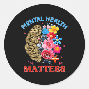 Adesivo Redondo Saúde Mental S Depressão Cerebral Floral Sensibili