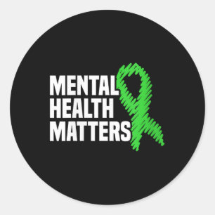 Adesivo Redondo Saúde Mental S Fita Verde Awarene Mental Health