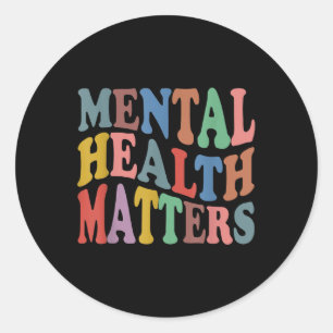 Adesivo Redondo Saúde Mental S Retro Groovy Mental Health Awarene