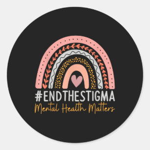 Adesivo Redondo Saúde Mental S Termina O Estigma Rainbow Boho