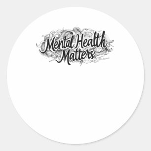 Adesivo Redondo Saúde mental S - Trabalho de arte inspirador desen