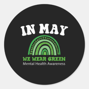 Adesivo Redondo Saúde Mental S Vestimos o Green Mental Health Awar