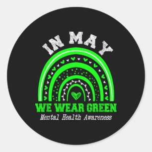 Adesivo Redondo Saúde Mental S Vestimos o Green Mental Health Awar