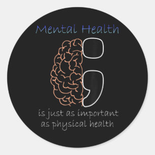 Adesivo Redondo Saúde Mental Semicolon Sensibilização Saúde Mental