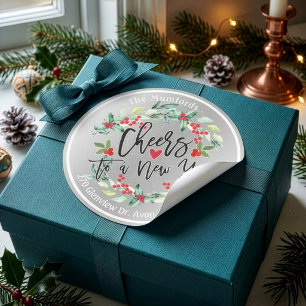 Adesivo Redondo Saúde para o Ano Novo Feliz Natal Endereço